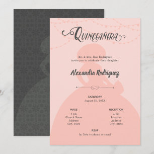 Invitación Quinceanera Quinceanera, Charro de acero y rosa de