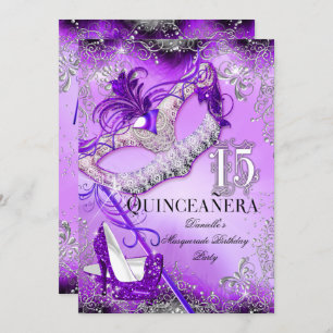 Invitación Quinceanera quisquilloso púrpura cumpleaños