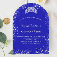 Quinceanera real azul purpurina tiara arch