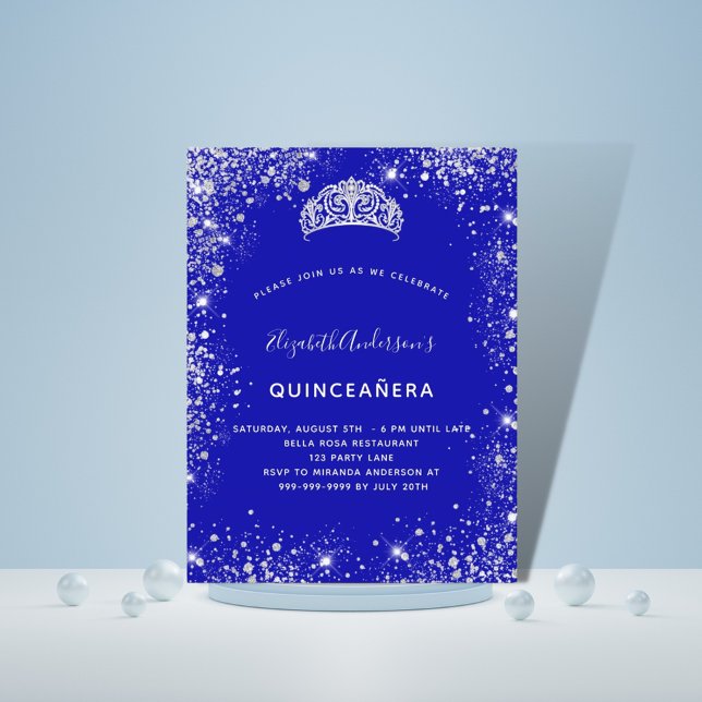 Invitación Quinceanera real purpurina tiara (Subido por el creador)
