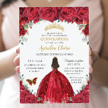 Invitación Quinceañera Red Roses Floral Princess Gown Gold<br><div class="desc">Personaliza esta encantadora invitación de la quinceañera con tu propia redacción fácil y rápidamente. Simplemente haga clic en el botón "Editar usando herramientas de diseño" para modificar el texto, la redacción, el estilo de fuente, el tamaño de fuente y el color de fuente. También puede agregar o quitar texto y...</div>