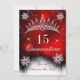 Invitación Quinceanera Regal Red Snowflake 15 cumpleaños