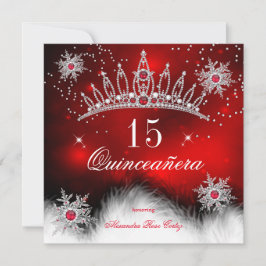 Invitación Quinceanera Regal Red Snowflake 15 cumpleaños