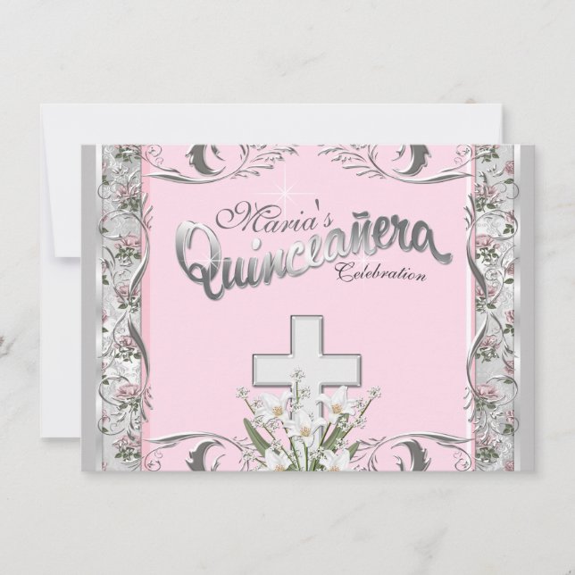 Invitación Quinceanera religiosa (Anverso)