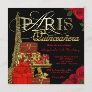 Invitación Quinceañera Roja de París