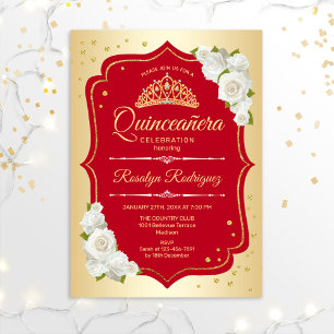 Invitación Quinceanera - Rojo dorado