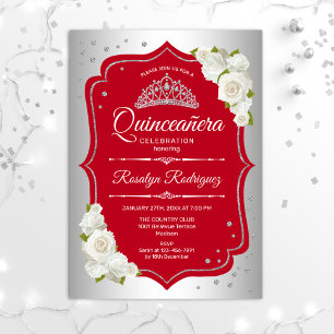 Invitación Quinceanera - Rojo plateado