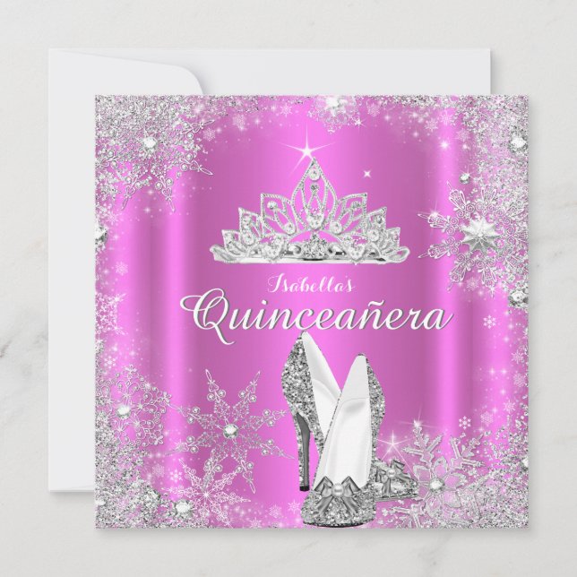 Invitación Quinceanera Rosa 15ª fiesta de cumpleaños de Tiara (Anverso)