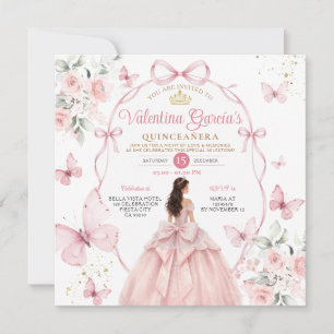 Invitación Quinceañera Rosa 15 Años Mariposas