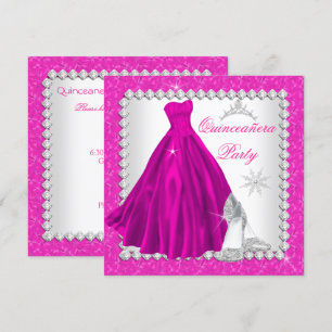 Invitación Quinceañera Rosa Cumpleaños 15 Diamante Fiesta de 