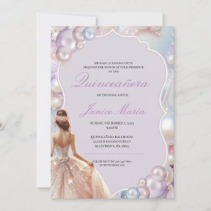 Invitación Quinceañera rosa de los sueños de la perla