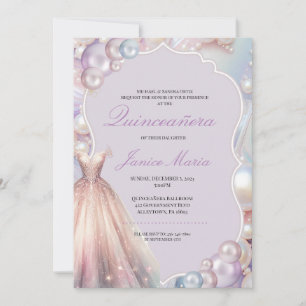 Invitación Quinceañera rosa de los sueños de la perla