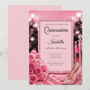 Invitación Quinceañera Rosa de Lujo