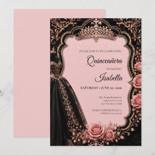 Invitación Quinceañera Rosa de Lujo