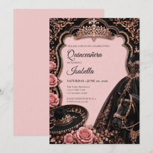 Invitación Quinceañera Rosa de Lujo