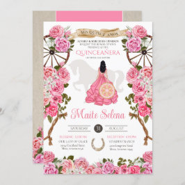 Invitación Quinceanera rosa elegante Rosa Charro Occidental