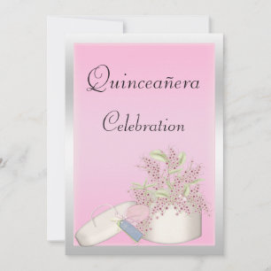 Invitación Quinceañera Rosa Floral y Plata