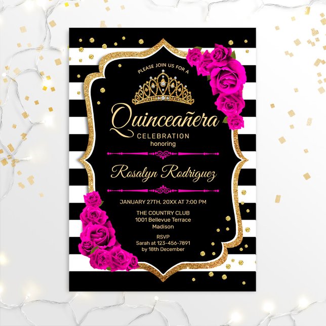 Invitación Quinceanera - Rosa negro dorado (Subido por el creador)