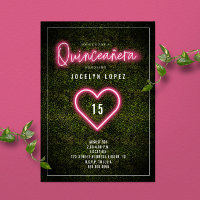 Quinceañera Rosa Neon Luces Boxwood Heart