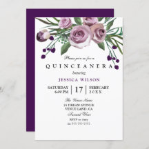 Invitación Quinceanera Rosa púrpura