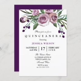Invitación Quinceanera Rosa púrpura