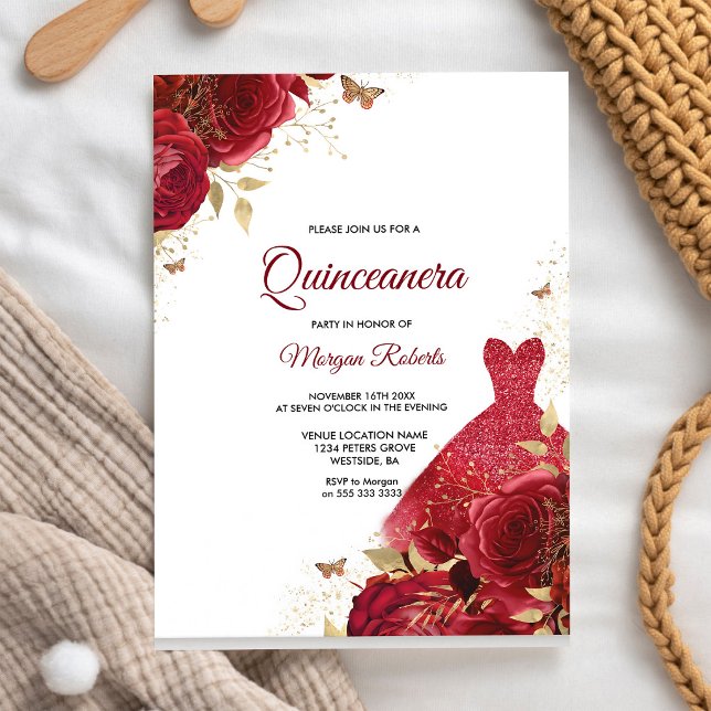 Invitación Quinceañera Rosa Roja Cumpleaños 15 (Subido por el creador)