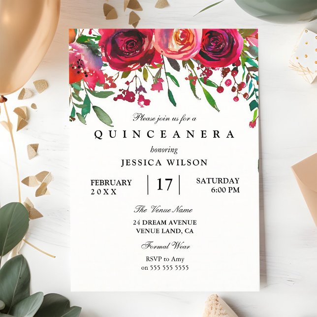 Invitación Quinceañera Rosa Roja Dulce 15 (Subido por el creador)