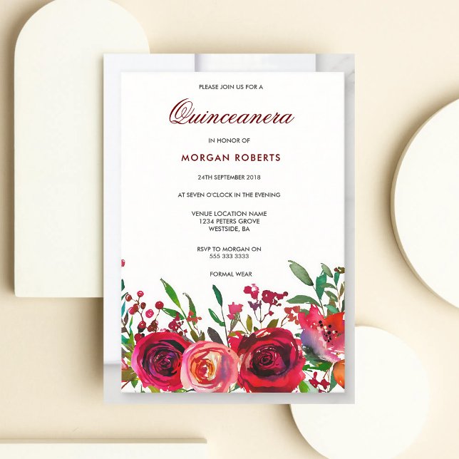Invitación Quinceañera Rosa Roja Rubí (Subido por el creador)