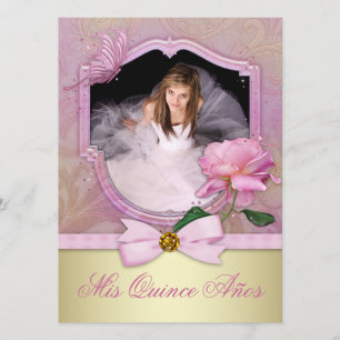 Invitación Quinceañera Rosa Rosa