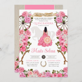 Invitación Quinceanera rosa Rosa elegante Charra Occidental