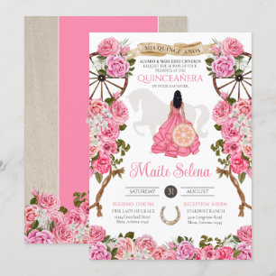 Invitación Quinceanera rosa Rosa elegante Charra Occidental