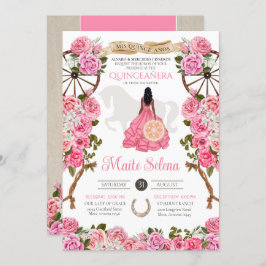 Invitación Quinceanera rosa Rosa elegante Charra Occidental