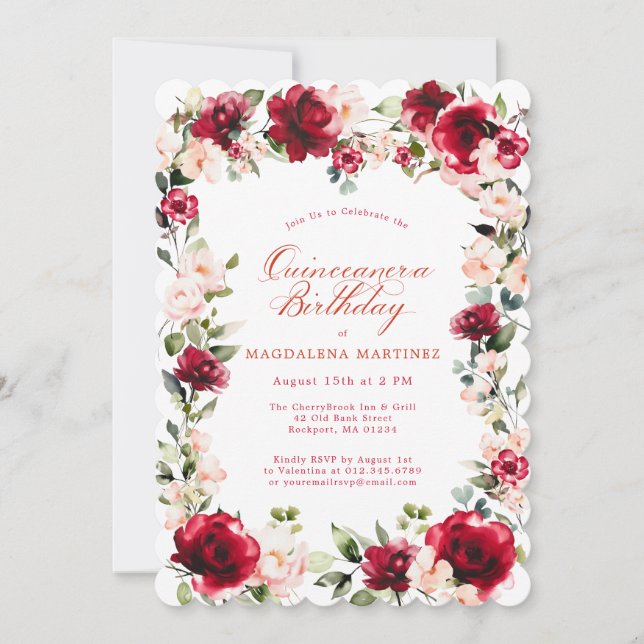 Invitación Quinceanera Rosa Rosa Rosa Rosa Rosa Rosa Pink Peo (Anverso)