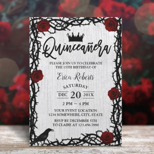 Invitación Quinceanera Rosa Thorn Elegante Fairy Tale Cumplea