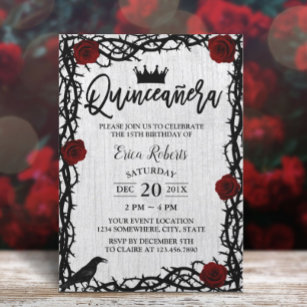 Invitación Quinceanera Rosa Thorn Elegante Fairy Tale Cumplea