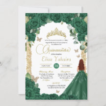 Quinceanera Rosa verde esmeralda de cumpleaños