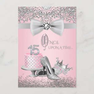 Invitación Quinceañera Rosa y Gris