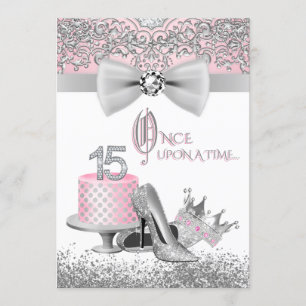 Invitación Quinceañera rosa y plata