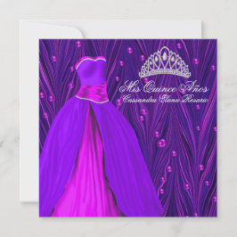Invitación Quinceanera rosa y púrpura