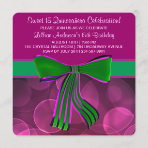 Invitación Quinceanera rosa y verde