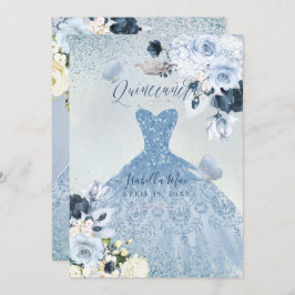 Invitación Quinceanera Rosas azul turbulento de PixDezines