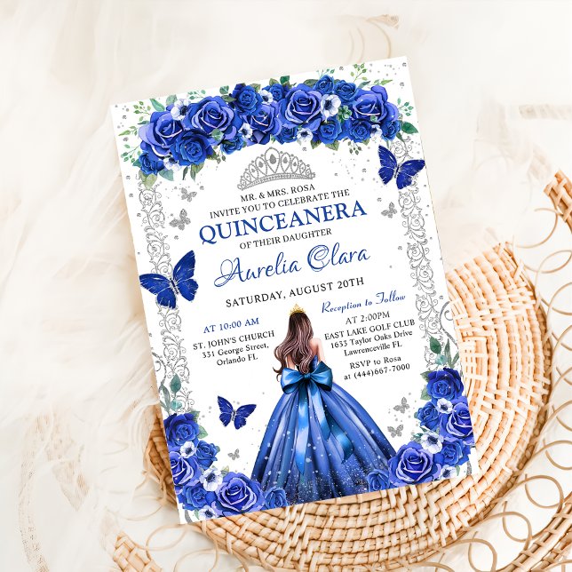 Invitación Quinceañera Rosas azules Floral Princesflies Butte (Subido por el creador)