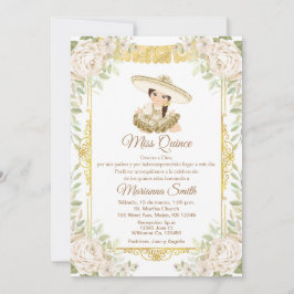 Invitación Quinceañera Rosas Blancas Oro Fiesta Mis Quince 