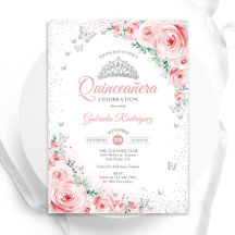 Quinceanera, Rosas de acuarela floral rosa de Rubo