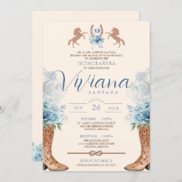 Invitación Quinceanera Rosas occidentales de Blue Charro