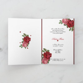 Invitación Quinceañera Rosas Rojas Rosadas Satén Rojo