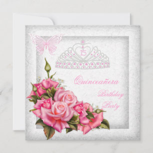 Invitación Quinceañera Rosas Rosadas Lindas Blancas Fiesta de