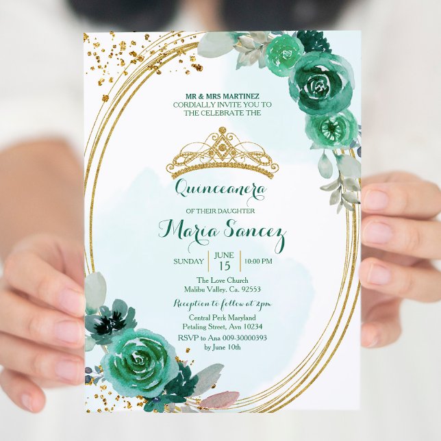 Invitación Quinceanera, Rosas verdes de la Esmeralda y el Caz (Subido por el creador)