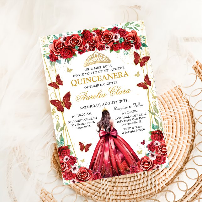 Invitación Quinceañera Roses Roses Floral Princesflies (Subido por el creador)