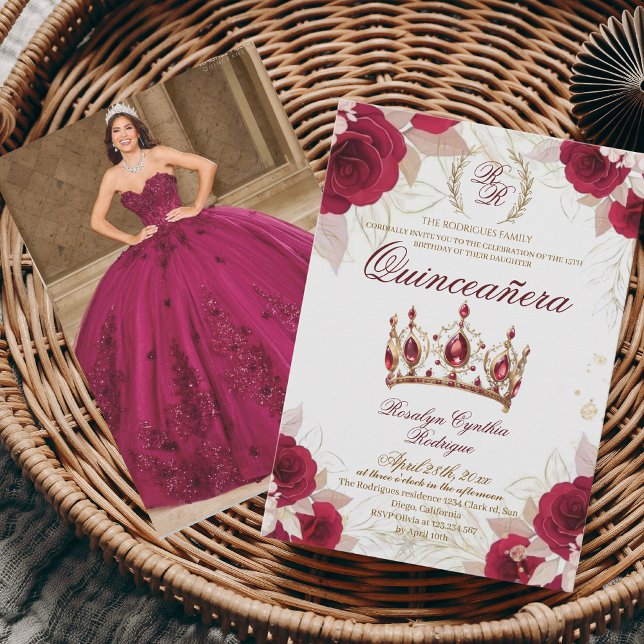 Invitación Quinceanera Roses Roses Foto 15 cumpleaños (Subido por el creador)
